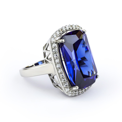 .925 Silver Big Tanzanite Ring