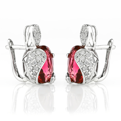 Aretes de Plata Fina .925 con Turmalina Rosa