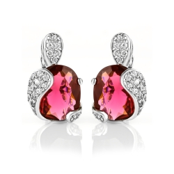 Aretes de Plata Fina .925 con Turmalina Rosa