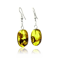 Genuine Amber Sterling Silver Earrings 55 mm x 15 mm