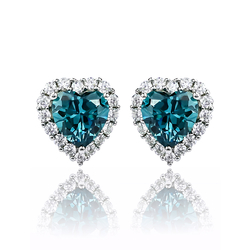 Heart Studs Alexandrite Earrings Color Change Stones in Sterling Silver