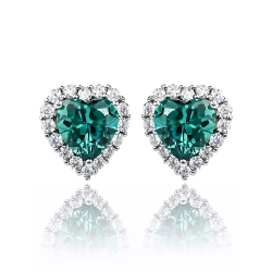 Aretes de Corazon con Alejandrita en Plata 925