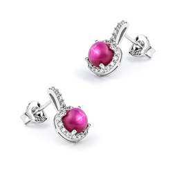 Star Ruby Silver Earrings 15mm x 10mm