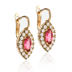 Aretes de Plata Fina Con Ruby Baño de Oro Rosa