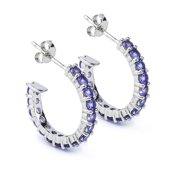 Elegant Tanzanite Hoops Sterling Silver