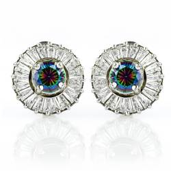 Very Elegant Round Cut Mystic Topaz .925 Sterling Silver Earrings