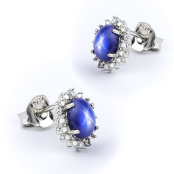 Beautiful Star Sapphire Silver Earrings