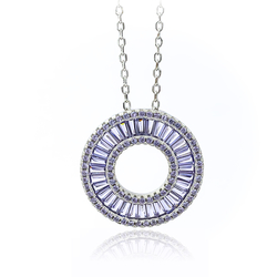 Tanzanite Circle Necklace with Silver Chain