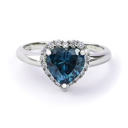 Sterling Silver Heart Ring with Alexandrite (Blue / Green)