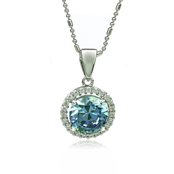 Silver Pendant With Alexandrite Color Change Blue to Green