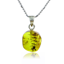 Genuine Amber Sterling Silver Ant Pendant 20 mm x 10 mm