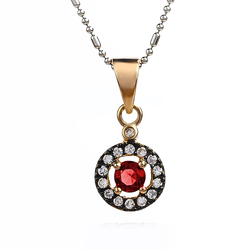 Rose Gold Plated Silver Pendant with Ruby Gemstone