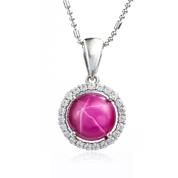 Star Red Ruby Silver Pendant