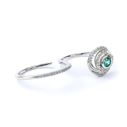 Doble Anillo Con Alejandrita Plata Solido