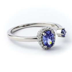 Beautiful Double Tanzanite Ring in 925 Sterling Silver