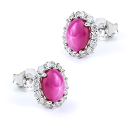 Aretes de Rubí Estrella Con Plata de Ley 13 mm x 11 mm