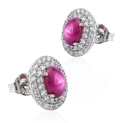 Aretes de Rubí Estrella Con Plata de Ley 15 mm x 13 mm