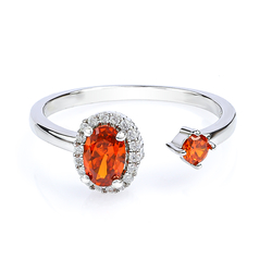 Hermoso Anillo de Doble Opalo de Fuego en Plata de Ley 925