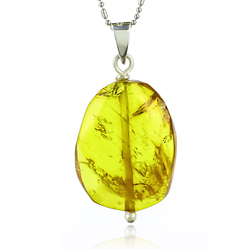 Sterling Silver Amber Natural Pendant