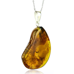 Amber Genuine Silver Pendant Hand Made