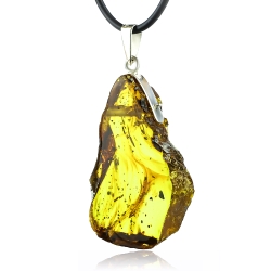 Huge Natural Amber Silver Pendant