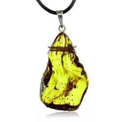 Huge Natural Amber Silver Pendant