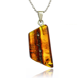 Natural Amber Sterling Silver Pendant 31 mm x 16 mm