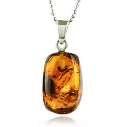 Genuine Amber Sterling Silver Pendant 25mm x 10mm