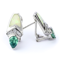 Aretes de Alejandrita y Ópalo Blanco en Plata de Ley .925