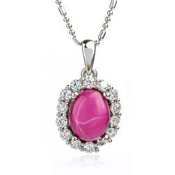 Red Star Ruby Halo Silver Pendant