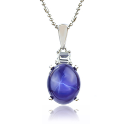 Blue Star Sapphire Silver Pendant