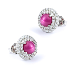 Star Ruby Stud Earrings 18 mm