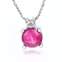 Red Star Ruby Silver Solitaire  Pendant