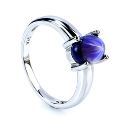 Blue Star Sapphire Solitaire Ring