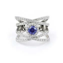 Big Tanzanite Silver Ring