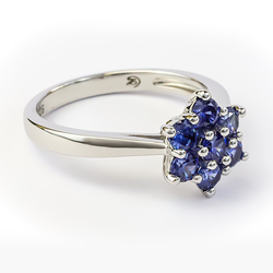 Flower Ring in Silver with Tanzanite