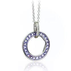 Tanzanite Circle Necklace with Sterling Silver Chain