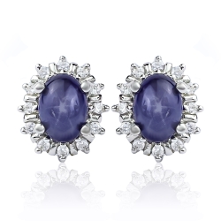 Aretes de Zafiro Estrella Con Plata de Ley 12 mm x 10 mm