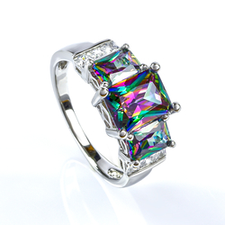 3 Stone Mystic Topaz Sterling Silver Ring