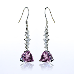 Aretes de Alejandrita ( Rosa/Morado ) en Plata de Ley .925