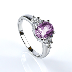 Anillo de Plata con Alejandrita Bicolor ( Morado/Rosa )