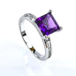 Princess Cut Amethyst Ring in .925 Silver