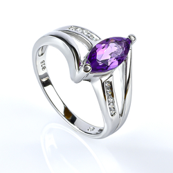 Beautiful Marquise Cut Amethyst Silver Ring