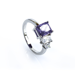 Amethyst Three Stone Ring