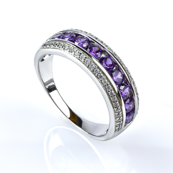 Sterling Silver Stackable Ring with Amethyst