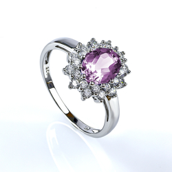 Alexandrite Color Change Princess Kate Style .925 Silver Ring