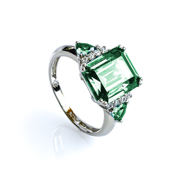 Sterling Silver Ring with Alexandrite Emerald Cut