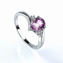 Alexandrite Pear Cut Silver Ring