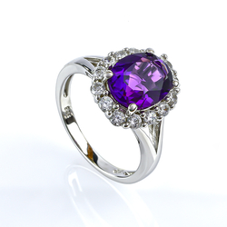 Amethyst .925 Silver Ring Oval Cut Stone