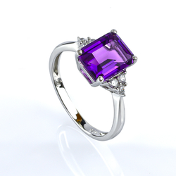 Emerald Cut Amethyst .925 Silver Ring